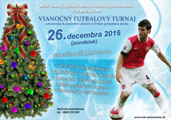 Vianočný futbalový turnaj 2016 - plagát