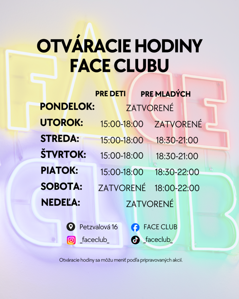 FACE CLUB pokračuje aj počas školského roka